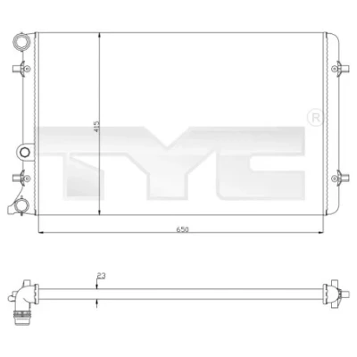 Bilde av TYC 702 0033 Radiator 650 415 23 Kjøleribber satt sammen mekanisk VOLKSWAGEN: Golf 4