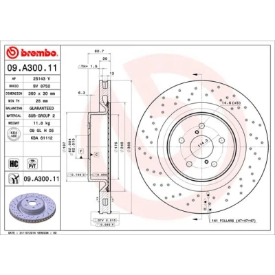 Bilde av BREMBO COATED DISC LINE 09.A300.11 Bremseskiver 360 30 5 perforert / ventilert belagt høy karbon LEXUS: IS 2