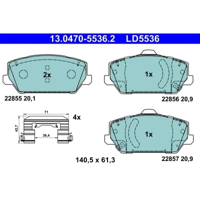 Bilde av ATE 13.0470 5536.2 Bremseklosser med akustisk slitasjevarsel tilbehør HYUNDAI: i30 III Hatchback