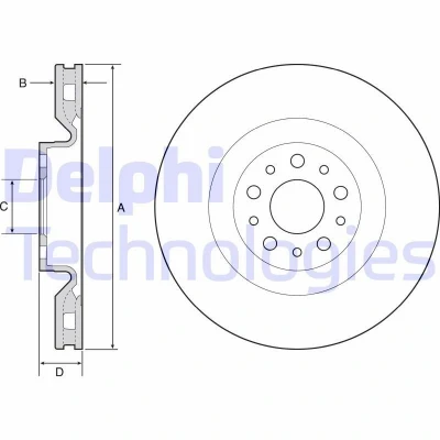 Bilde av DELPHI BG4556 Bremseskiver 305 28 5 ventilert oljet ubehandlet uten hjullager, ABS sensorring FIAT: Doblo II Varebil / Stasjonsvogn, 500L