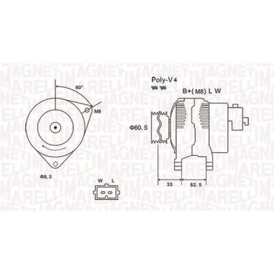 Bilde av MAGNETI MARELLI 063731317010 Dynamo 12V 95A FORD: Transit Mk3 Flatvogn lastebil/Chassis