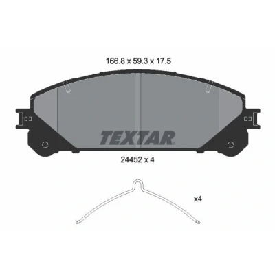 Bilde av TEXTAR 2445201 Bremseklosser ikke klargjort for slitasjeindikator med tilbehør TOYOTA: RAV4 IV SUV, III V, LEXUS: RX III, NX,