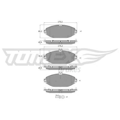 Bilde av TOMEX brakes TX 18 53 Bremseklosser framaksel klargjort for slitasjeindikator med bremsecaliperskruer MERCEDES BENZ: C Klasse T modell, E Sedan