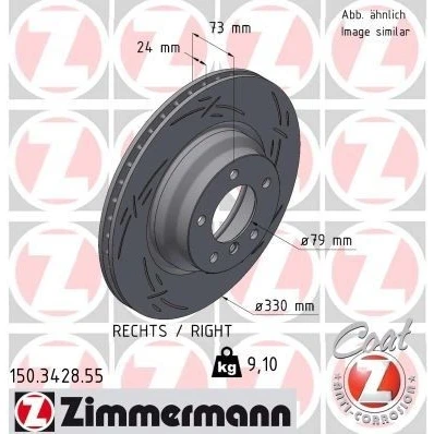 Bilde av ZIMMERMANN 150.3428.55 Bremseskiver 330 24 6/5 5 120 innvendig ventilert, med sliss belagt høy karbon BMW: 3 Touring, Sedan, X1