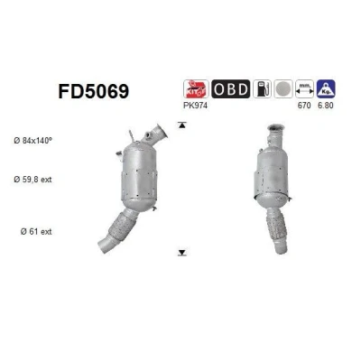 Bilde av AS FD5069 Partikkelfilter Cordierit BMW: 1 Hatchback