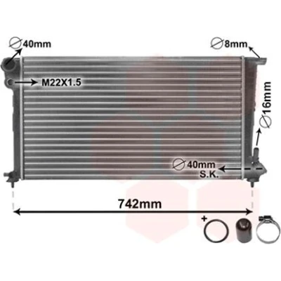 Bilde av VAN WEZEL 09002159 Radiator Aluminium 670 377 23 *** IR PLUS med tilbehør tilkoblingsleding plugget på Kjøleribber satt sammen mekanisk