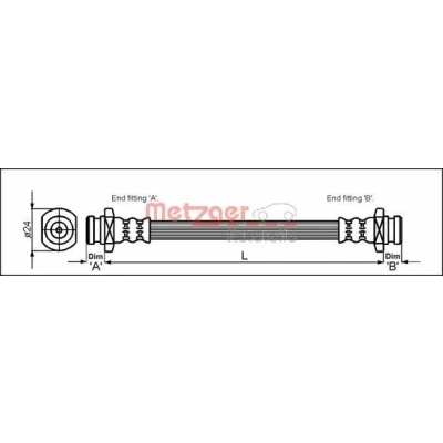 Bilde av METZGER 4110089 Bremseslange 285 M10 x 1
