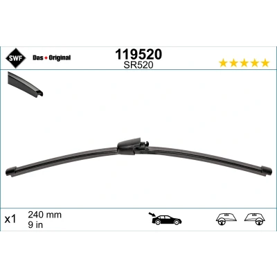 Bilde av Vindusvisker Swf Visioflex Rear 119520 240mm bak Rammeløs CITROËN: C5 III Stasjonsvogn, MINI: Countryman, RENAULT: Clio 4