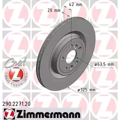 Bilde av ZIMMERMANN COAT Z 290.2271.20 Bremseskiver 325 20 7/5 5 108 innvendig ventilert belagt JAGUAR: F Pace, I XF Sedan, LAND ROVER: Range Rover Velar