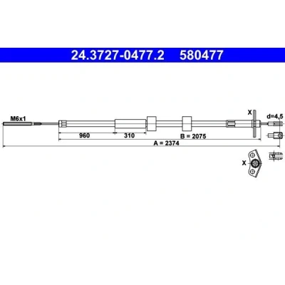 Bilde av ATE 24.3727 0477.2 Bremsekabel 2374