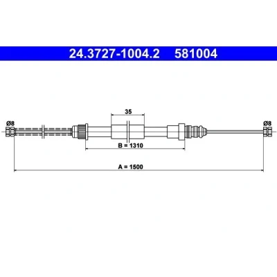 Bilde av ATE 24.3727 1004.2 Bremsekabel 1500