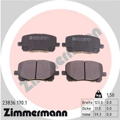 Bilde av ZIMMERMANN 23836.170.1 Bremseklosser Bildet viser leveranseinnholdet TOYOTA: Camry IV Sedan, Avensis Verso
