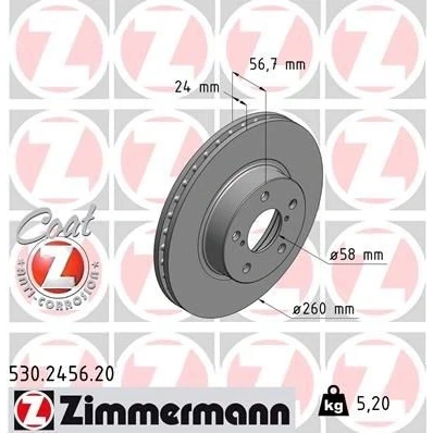 Bilde av Bremseskive ZIMMERMANN 530.2456.20