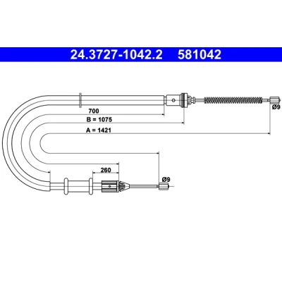Bilde av ATE 24.3727 1042.2 Bremsekabel 1421 RENAULT: Kangoo I