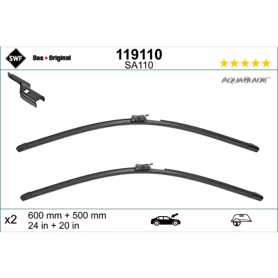 Bilde av Vindusvisker Swf 119110 foran Flatt viskeblad ikke oppvarmet VOLVO: V60 II