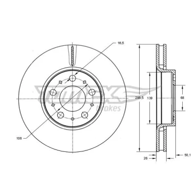 Bilde av Bremseskive TOMEX Brakes TX 71 43