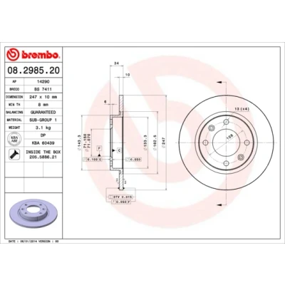 Bilde av BREMBO 08.2985.20 Bremseskiver 247 10 4 fullt ut med skruer