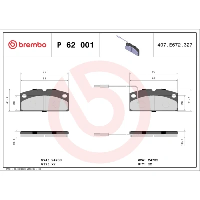 Bilde av BREMBO P 62 001 Bremseklosser inkl. slitasjevarselkontakt uten tilbehør AIXAM: A.741 Hatchback, A.721 A.751 Hatchback