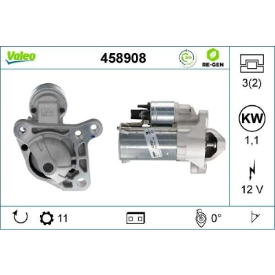 Bilde av VALEO 458908 Starter 12 1,1 11 R 50 66 RENAULT: CLIO 3, MEGANE 2 Coupe Cabriolet, TRAFIC Bus