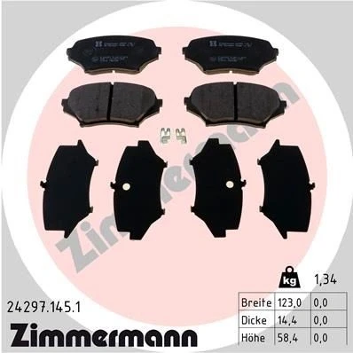 Bilde av ZIMMERMANN 24297.145.1 Bremseklosser med akustisk slitasjevarsel Bildet viser leveranseinnholdet MAZDA: MX 5 3