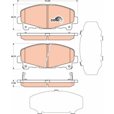 Bilde av TRW COTEC GDB3477 Bremseklosser med akustisk slitasjevarsel HONDA: ACCORD 8, 8 Kombi
