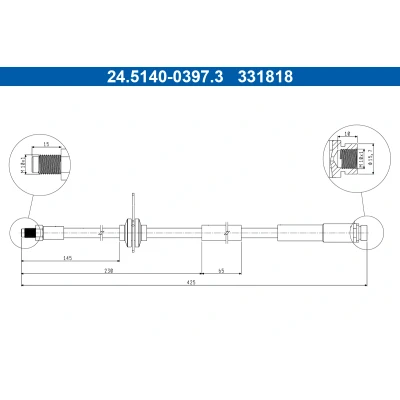 Bilde av ATE 24.5140 0397.3 Bremseslange 425mm M10x1mm FORD: FOCUS 3 Turnier,