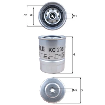 Bilde av MAHLE ORIGINAL KC 236 Drivstoffilter Påskruingsfilter NISSAN: Patrol GR 5 SUV, Pick Up, Hardtop