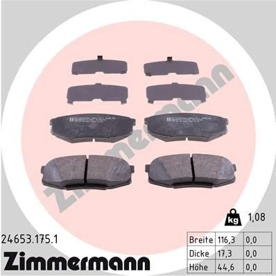 Bilde av ZIMMERMANN 24653.175.1 Bremseklosser Bildet viser leveranseinnholdet TOYOTA: Land Cruiser 200