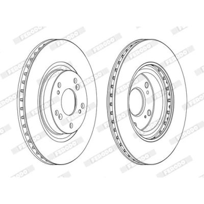 Bilde av FERODO PREMIER DDF1596C Bremseskiver 300 25 5 ventilert belagt med skruer HONDA: CIVIC 8 Hatchback, CR V 2