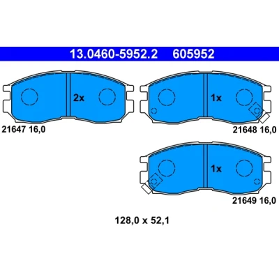 Bilde av ATE 13.0460 5952.2 Bremseklosser med akustisk slitasjevarsel MITSUBISHI: Galant 6, Lancer Stasjonsvogn, ECLIPSE 1
