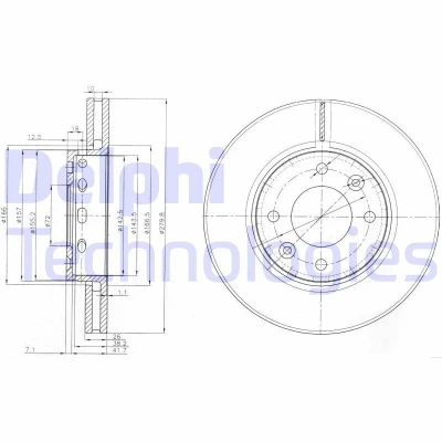 Bilde av DELPHI BG3800 Bremseskiver 280 26 4 ventilert oljet ubehandlet uten hjullager, ABS sensorring KIA: CARENS 2