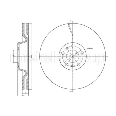 Bilde av METELLI 23 1102C Bremseskiver 360,0 34,0 5 68,0 ventilert spraylakkert AUDI: A8 D3