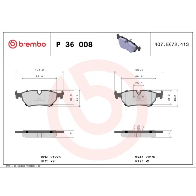 Bilde av BREMBO P 36 008 Bremseklosser klargjort for slitasjeindikator uten tilbehør JAGUAR: XJ Sedan, XJS Cabrio, DAIMLER: Sedan