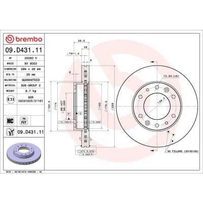 Bilde av BREMBO 09.D431.11 Bremseskiver 299 28 6 innvendig ventilert belagt høy karbon