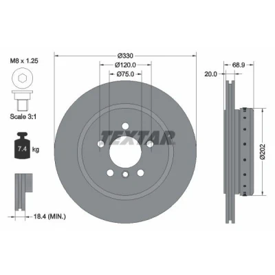 Bilde av TEXTAR PRO+ 92265925 Bremseskiver BMW: 5 Touring, Sedan
