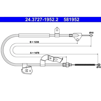 Bilde av ATE 24.3727 1952.2 Bremsekabel 1478