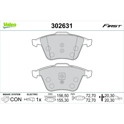 Bilde av VALEO 302631 Bremseklosser framaksel inkl. slitasjevarselkontakt med antihyle blikk VOLKSWAGEN: GOLF 6, Scirocco III, AUDI: A3 Sportback, TT Coupé
