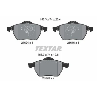 Bilde av TEXTAR 2162402 Bremseklosser ikke klargjort for slitasjeindikator AUDI: A4 B5 Avant, Sedan, VOLKSWAGEN: Passat Stasjonsvogn, Sedan