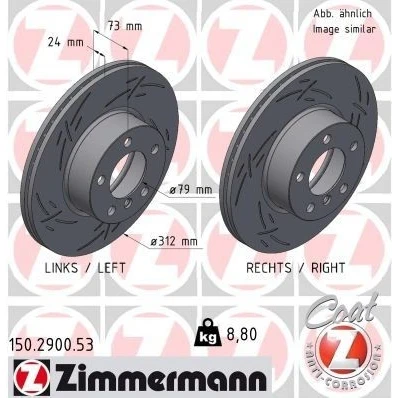 Bilde av ZIMMERMANN 150.2900.53 Bremseskiver 312 24 6/5 5 120 innvendig ventilert, med sliss belagt høy karbon BMW: 3 Sedan, Touring, 4 Coupé