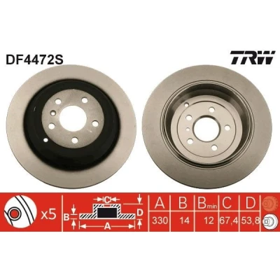Bilde av TRW DF4472S Bremseskiver 330 14 5 112 fullt ut spraylakkert MERCEDES BENZ: ML Klasse, R Klasse
