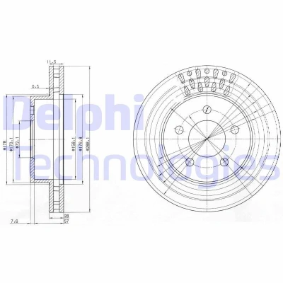 Bilde av DELPHI BG3846 Bremseskiver 288 28 5 ventilert oljet ubehandlet uten hjullager, ABS sensorring JEEP: Cherokee III