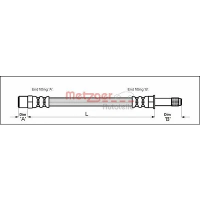 Bilde av METZGER 4111718 Bremseslange 441 M10 x 1 VOLKSWAGEN: Golf 3, 4 Cabrio