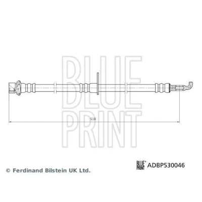 Bilde av BLUE PRINT ADBP530046 Bremseslange høyre bakaksel 518mm