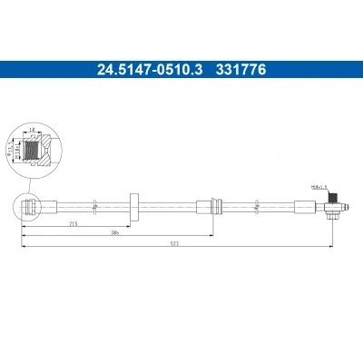 Bilde av ATE 24.5147 0510.3 Bremseslange 523mm M10x1mm AUDI: A2