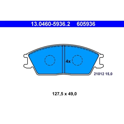 Bilde av ATE 13.0460 5936.2 Bremseklosser ikke klargjort for slitasjeindikator, ekskl. slitasjevarselkontakt HYUNDAI: ACCENT 1