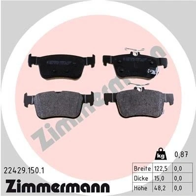Bilde av ZIMMERMANN 22429.150.1 Bremseklosser med akustisk slitasjevarsel Bildet viser leveranseinnholdet HONDA: CIVIC 10