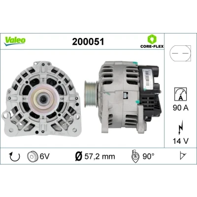 Bilde av VALEO 200051 Dynamo 14V 90A SKODA: Fabia 2, 1 Combi, I Hatchback, VOLKSWAGEN: Polo IV Hatchback
