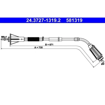 Bilde av ATE 24.3727 1319.2 Bremsekabel 735 VOLVO: S80 II