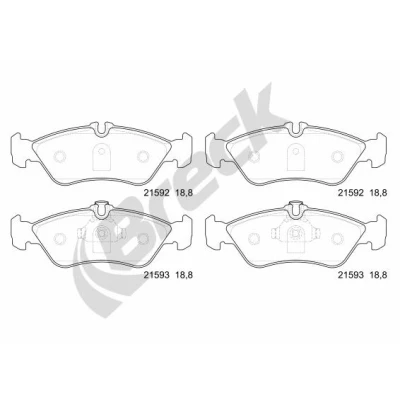 Bilde av BRECK 21592 00 705 10 Bremseklosser klargjort for slitasjeindikator MERCEDES BENZ: Sprinter 3 T Minibuss, Flatvogn lastebil/Chassis