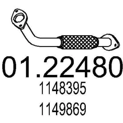 Bilde av MTS 01.22480 Eksosrør 540 foran for midtre eksospotte FORD: MONDEO 3 Stufenheck, Kombi